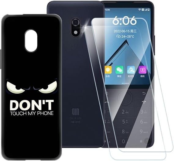 Tempered Glass and Case for Xiaomi Duoqin F22 Pro - Don't touch | 3.54" Pattern Soft Cover and 2-Pack Screen Protector Film, Scratch-Resistant Ultra-Clear Shield