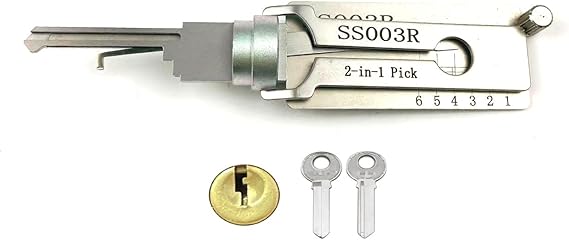 2-in-1 Locksmith Tool for Padlock Civil Lock,Read and Pick Tool Euro Cylinder Lock Picking Set for Beginners (SS003R)