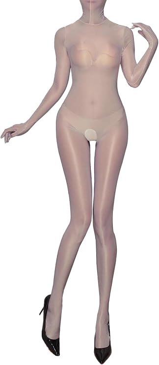 Men's See-Through Glossy Pantyhose Tights Legging Body Stocking Lingerie Face Cover Full Bodysuit