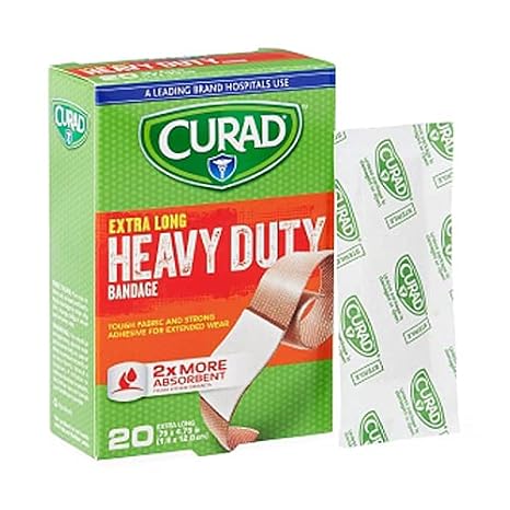 CURAD Extreme Hold Heavy Duty Bandages, Extra Long, 0.75" x 4.75", Ideal for Wound Care, Pack of 24