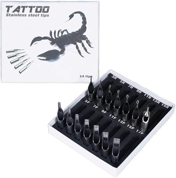 DGT Tattoo Tip Kit 14 Pcs 304 Stainless Steel Tips Kits