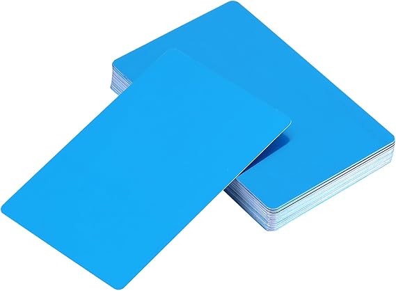 Metal Business Cards Pack of 50 Blank Laser Business Cards Metal Plate Aluminium Plate Metal Engraving Plate Sheets (Blue)