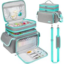 Small Sewing Supplies Organizer,Double-Layer Sewing Accessories Storage Bag,Protable Travel Sewing Box Sewing Basket for Sewing Tools,Grey(10.5 x 8 x 9inch) Bag Only