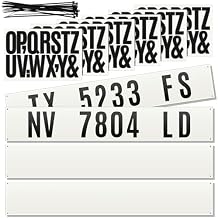 Pangda 4 Pcs Registration Plate with 18 Sheets Boat Registration Numbers and Letters Decal Stickers White Plastic Number Plate for Inflatable Boat Dinghy Tender