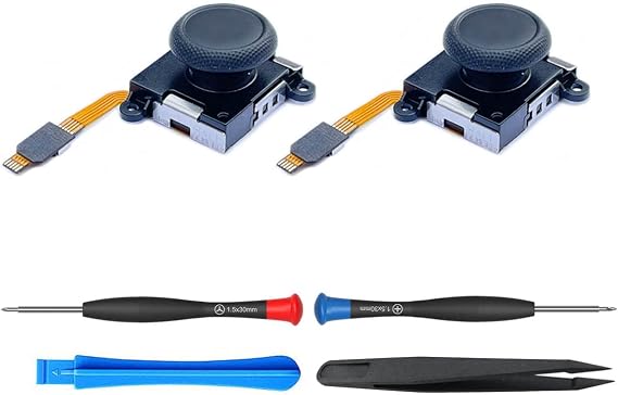 ElecGear 2X Hall Joystick Replacement for Switch Joy-Con, Electromagnetic Effect Sensor No-Drifting Thumbstick for Left and Right Joy Con Controller, Repair Tool and Power Saving Module Included