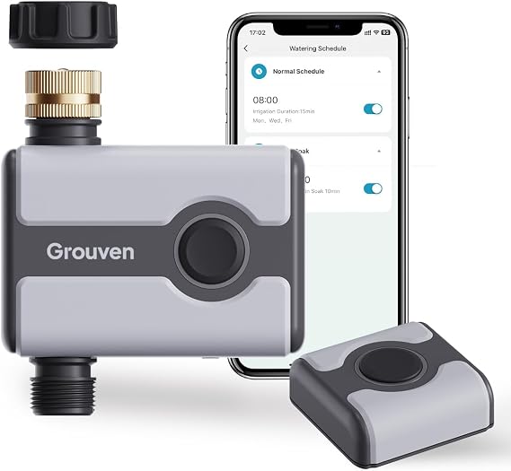 WiFi Water Timer for Garden One Outlet Sprinkler Timer Bluetooth/Wi-Fi Remote Control Irrigation System Hose Faucet Timer with App Control