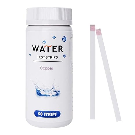 50-Pack Copper Test Strips for Water (0–10 mg/L or ppm, 0/0.5/1/2/5/10 Levels) – Fast & Accurate Copper Detection for Drinking Water, Aquarium, Pool & Lab
