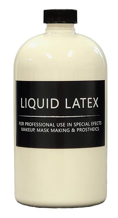 Liquid Latex 8 oz - Professional Grade for Special Effects Makeup, Prosthetics and Mask Making - Dries Translucent - Not Runny - Can be tinted with paint or makeup