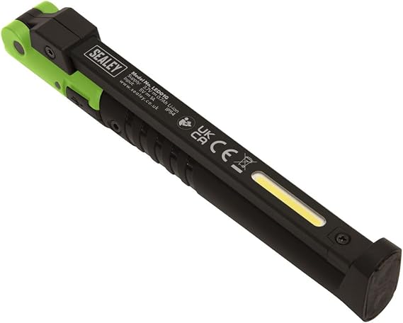 Sealey 2 COB & 1 SMD LED Rechargeable Slim Folding Pocket Light - Green - LED01G