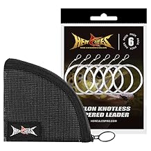 HERCULES Pre-Tied Loop Fly Fishing Leader 6 Pack with Tapered Leader Wallet