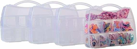 4 Pack Fixed 10 Grids Small Clear Plastic Storage Case with Handle, Mini Cute Organizer Box for Gift Giving, Birthday, Event, Party, Jewelry, Ornaments, Craft Supplies, DIY Accessories