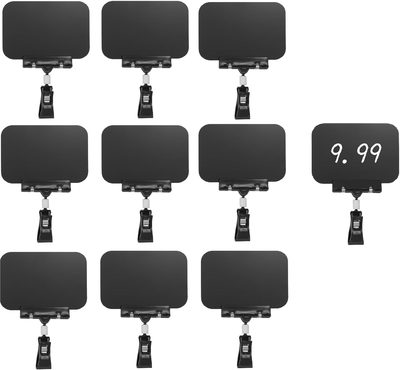 Joyibay 10 Pack Reuse Display Clips, Rotating Price Tag Sign Holders Set, Black Chalkboard Clip for Stores, Business, Exhibition