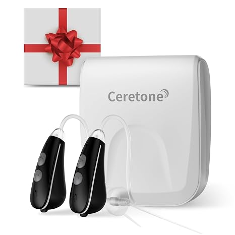 Ceretone OTC Hearing Aids for Seniors, Behind-the-Ear Hearing Aid with Intricon Chip & Knowles Speaker, Adjustable Volume & Multi Modes, Lightweight, Long Battery Life, Ideal Gift for Elderly, Black
