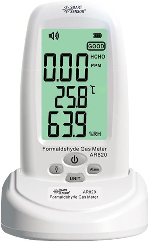 AR820 CH2O Formaldehyde Gas Detector Monitor with Sound Light Alarm Temperature Humidity Moisture Tester