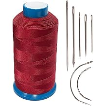 Haobase Bonded Nylon Sewing Thread 1500 Yard T70#69 for Leather, Bag, Shoes, Canvas, Upholstery with Sewing Needles Kit (Red)