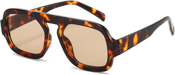YAMEIZE Square Pilot Sunglasses for Women - Men Retro 70S Classic Sunglasses Vintage Trendy Eyewear UV400 Protection