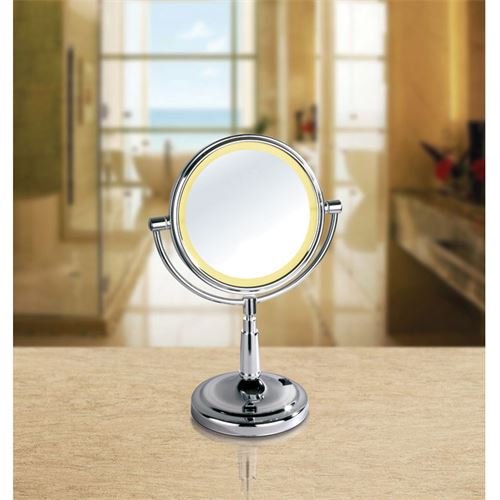 Afina MT-203 8 Round Battery Operated Lighted Table Makeup Mirror