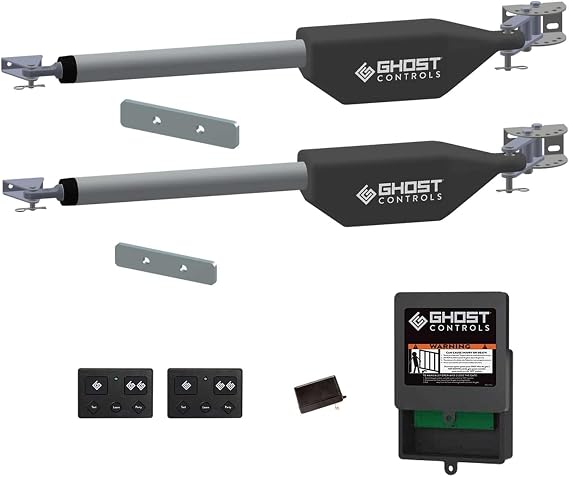 Ghost Controls Automatic Gate Opener Kit for Decorative Driveway Swing Gates with Gate Opener Remote - Solar Capable - PRO Series - Model LDM2K (2. LDM2K Kit)