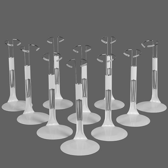 UCanaan 10 Pcs Doll Stand - Action Figure Stands with Expandable Waist Wire for 8"-14" Dolls Suitable for 1/6 Dolls Accessories-White