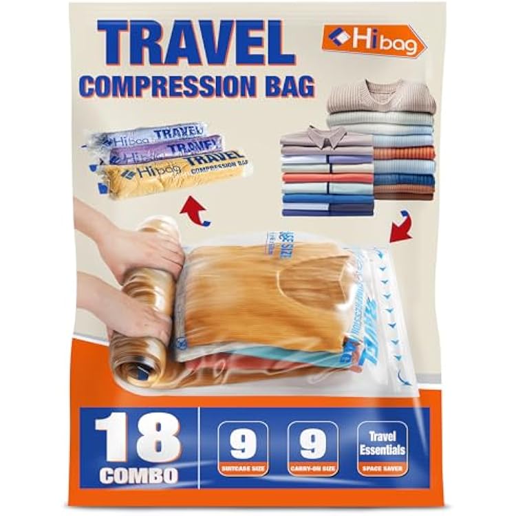 18 Compression Bags for Travel Essentials, Vacuum Packing Space Saver Bags for Cruise Accessories 18-Travel
