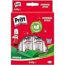 Pritt Stick Glue Solid Washable Non-Toxic Large 43G Ref 1456072 [Pack of 5]