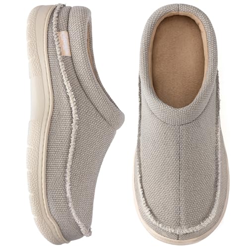 Zigzagger Mens Slip On Moccasin Slippers, IndoorOutdoor Warm Fuzzy Comfy House Shoes, Fluffy Wide Loafer Slippers