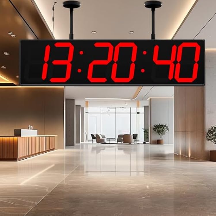 Digital Clock Large Display 28 with Remote Control,Double-Sided Clock, Suspended Design for Hospitals, Factories, Airports.