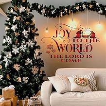 Holiday Vinyl Stickers Joy to The World The Lord is Come Wall Decal Decor for Wall Christmas Party Supplies Christmas Window Clings Classy Christmas Decor, 23 Inches