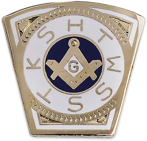 Mark Keystone Masonic Lapel Pin - [Gold & White][34 Tall]