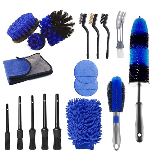 18Pcs Car Detailing Kit, Interior & Exterior Car Cleaning Tools,Detailing Brushes,Wash Mitt,Tire Brush,Towels,Duster,Microfiber Wax Applicators,Air Vent Brush