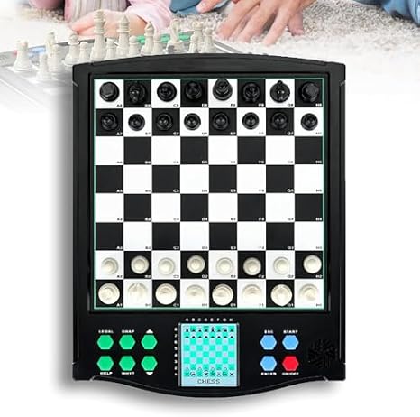 Electronic Chess Set with Clear Display and Automatic Game Storage, for Single or Two-Player Gaming