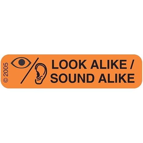 1-810 "Look Alike Sound" Permanent Paper Label, 1 9/16" x 3/8", Orange, Pack of 1000