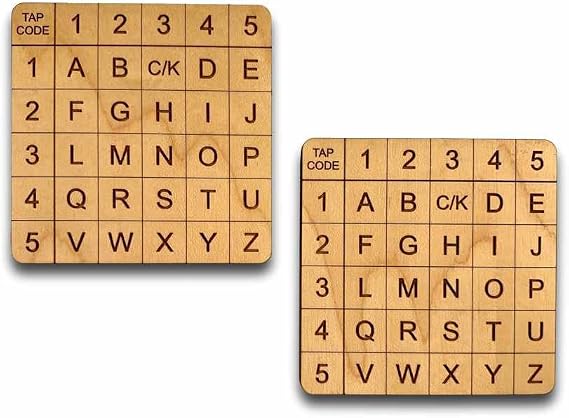 Creative Crafthouse Tap Code Cipher, Wooden Knock Code Decoder Set
