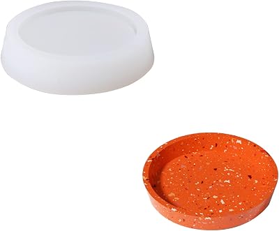 BOOWAN NICOLE Saucer Coaster Silicone Mold,Cement Soap Dish Mold,Concrete Soap Holder Mould for Shower