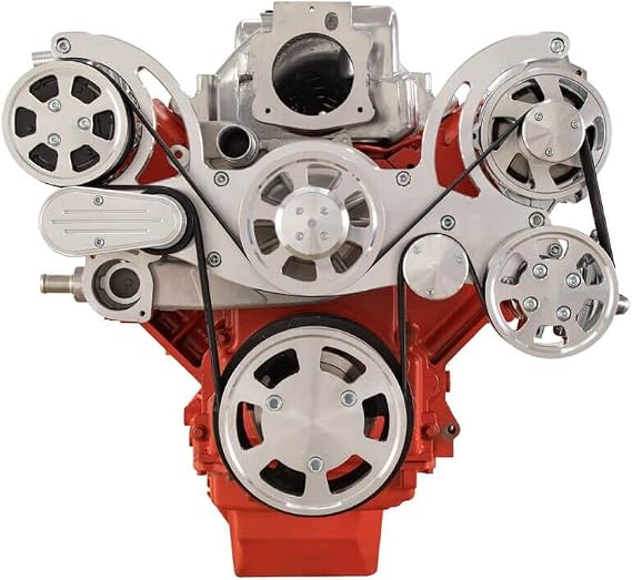 All Inclusive Serpentine Kit for Chevy LS Engines LS1 LS2 LS3 LS4 LS6 with Maintenance Free Clear Coat Finish