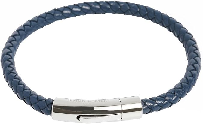 Simon Carter Mens Thin Woven Bracelet - Navy