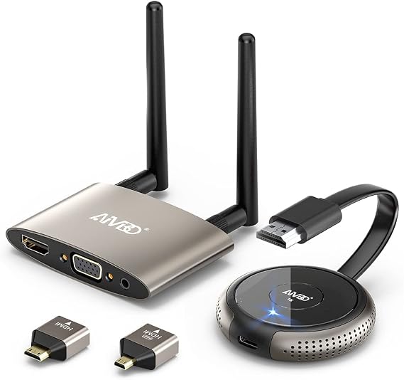 TIMBOOTECH HDMI Wireless Transmitter and Receiver 4K, Dual Screens HDMI & VGA Live Casting 5G Video/Audio for Laptop, Cable Box, Camera, Blu-ray, Phone, Netfix to Monitor, Projector, HDTV 165FT/50M