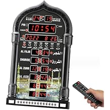 LED Prayer Clock, Mosque Digital Azan Clock, with Temperature, Alarm Clock Function, 5 Sets of AZAN Time Can Be Set, for Bedroom, Living Room & Office, Ramadan Decoration