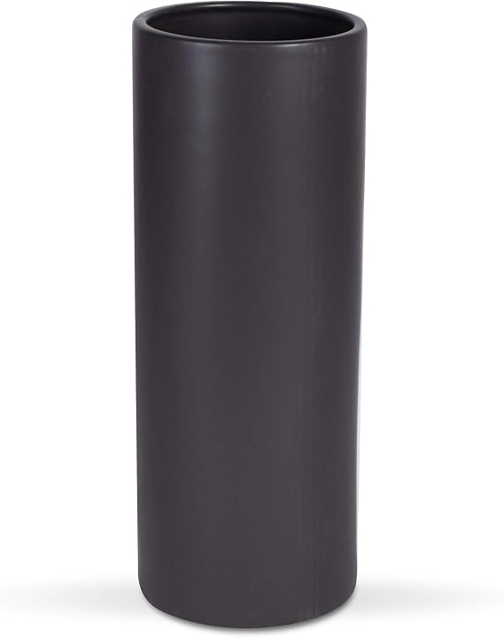 Pottery Pots Black Ceramic Round Planter 16" H x 6" W x 6" L - Cylinder Vase Basic Ceramic Centerpiace Decorative Pot, Tall