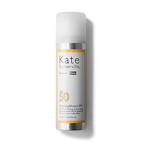 Kate Somerville UncompliKated SPF SPF 50 Face Sunscreen and Soft Focus Makeup Setting Spray, Daily Use Sun Protection with Matte Finish, 3.4 Fl Oz