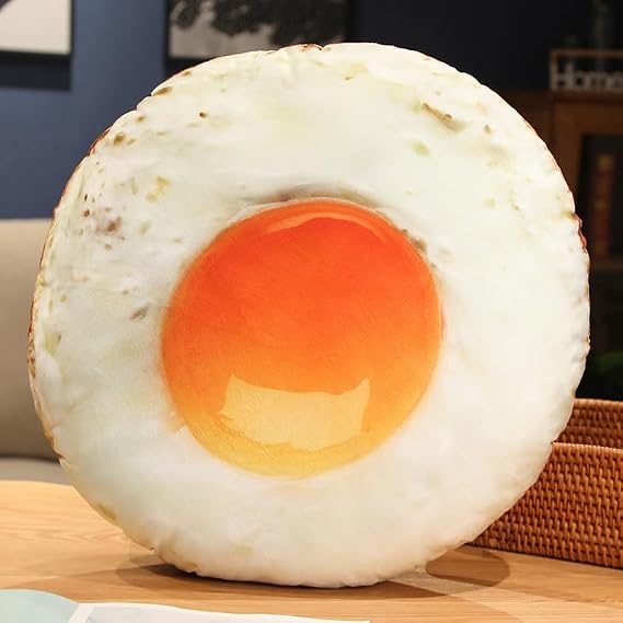 Simulated Fried Eggs Pillow Soft Stuffed Seat Cushion Lumbar Back Cushions Removable & Washable Dual-Sided Printed Food Plush Pillows for Home Office Decorative Throw Pillow