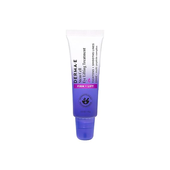 Derma E Stem Cell Lifting Eye Treatment Multi Action Firming and Tightening Under Eye and Upper Eyelid Cream - Hydrating and Revitalizing Moisturizer, 0.5oz