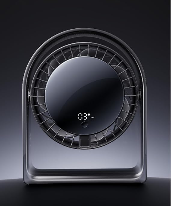 2026 Quiet USB Desk Fan,4 Speeds, 120Tilt, table Fan for bed & Office | Air Circulator Mini Fan Bedroom,Translucent Black, Portable Smart Display Fan,Low Noise,7 Blades,Cool Room In 3 Mins