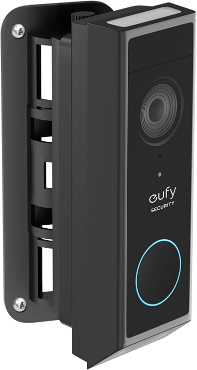 CaGuan Adjustable Doorbell Mount(35-145) for eufy Video Doorbell E340/C31/C30/C210/S330, No-Drilling Mounting Bracket,Left/Right Adjustable,Wide Viewing Angle,Ideal for Apartment/houses, Black