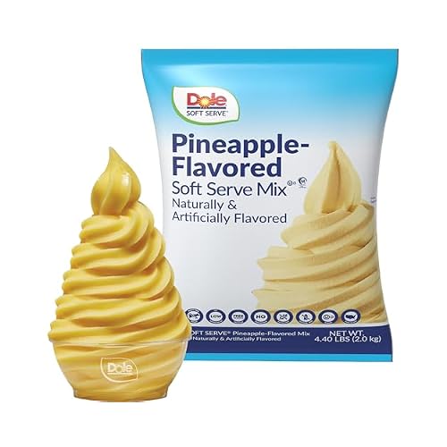 DOLE Soft Serve Mix, Pineapple, 4.4 Pound Bag | Dairy-Free & Gluten-Free Frozen Dessert Mix | Makes 72 Servings for At-Home Ice Cream Maker or Commercial Use | Pineapple soft serve mix with sweet, tropical fruit flavor; just add water for smooth frozen treats or soft serve desserts