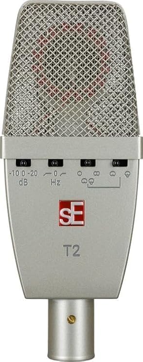 SE ELECTRONICS T2 Multi-Pattern Large Diaphragm Condenser Microphone with Titanium Capsule, Pads & Low-Cut Filters & Shockmount - Professional