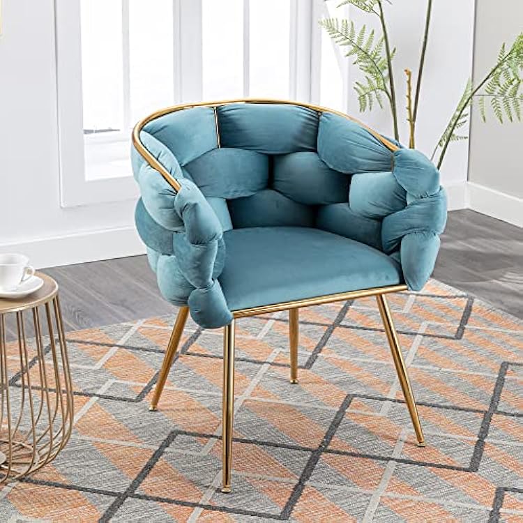 Lining Single Vanity Sofa Armchair for Living Waiting Room Office Antique Blue One Size Luxury Couch Accent Modern Comfy 1Velvet Upholstered Barrel Metal Chair Foot Soft