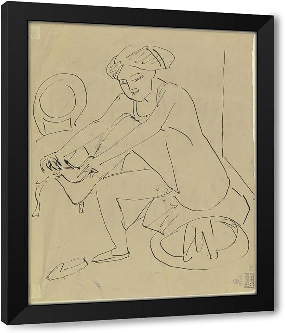 ArtDirect Nackte Frau bei der Pedicure (ca 1909) Custom Framed Art Print Giclee Print or Canvas Options with Various Sizes and Customization by Ernst Ludwig Kirchner
