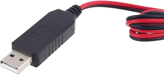 1m 3.7V 18650 26650 Battery 5V USB to 4.2V Power Supply Cable for Fan LED Light Clear