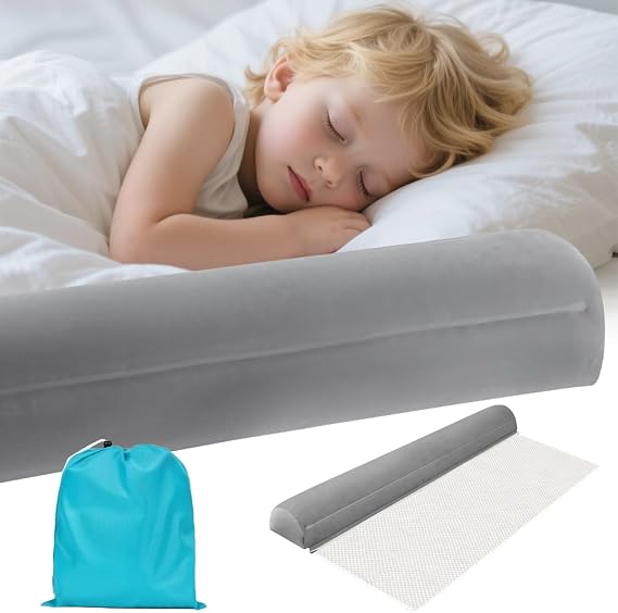 Inflatable Bed Rails for Toddlers, Portable Toddler Bed Bumper with Storage Bag, Inflatable Travel Bed Guard, Blow-Up Bed Rail for Home & Travel, Fits Twin, Full, Queen & King Beds